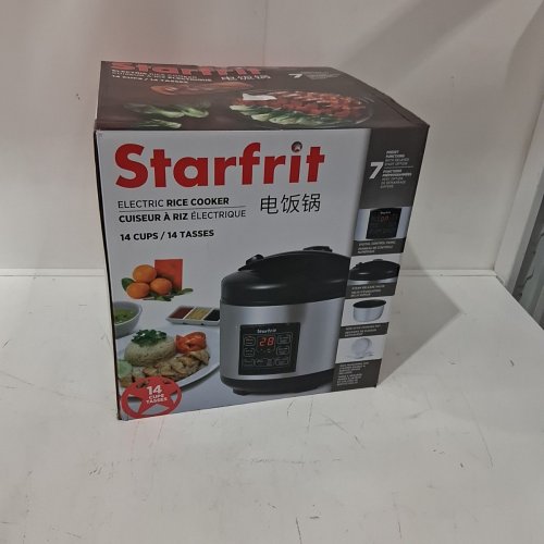 STARFRIT ELECTRIC RICE COOKER WITH STEAMER BASKET, MEASURING CUP & SERVICE SPOON - 14 CUP - SILVER (MODEL: 024735) image 5