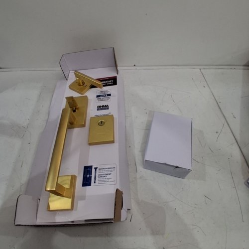 WEISER SAN CLEMENTE/HALIFAX SMARTKEY KEYED ENTRY HANDLESET - BRUSHED GOLD (MODEL: 9GLA84710-022) image 2