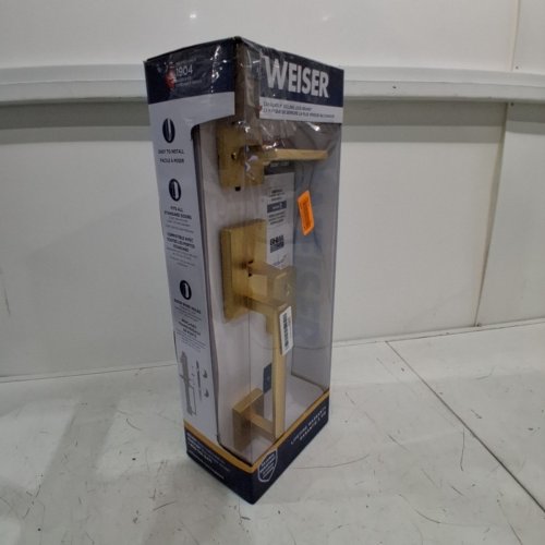 WEISER SAN CLEMENTE/HALIFAX SMARTKEY KEYED ENTRY HANDLESET - BRUSHED GOLD (MODEL: 9GLA84710-022) image 4