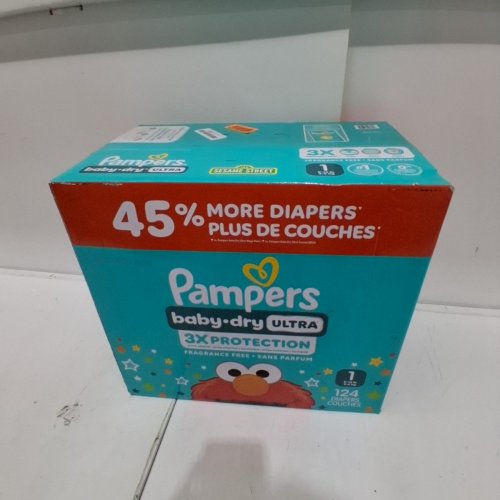 124PK PAMPERS BABY DRY ULTRA 3X PROTECTION DIAPERS - SIZE 1 (8-14LBS) image 2