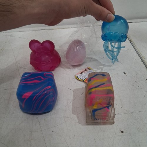 5PC HARD-SQUISH SENSORY STRESS-RELIEF SQUISHY TOYS - ASSORTED SIZES - MULTICOLOR image 2