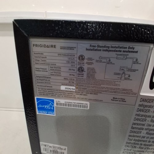 FRIGIDAIRE RETRO STYLE COMPACT MINI FRIDGE - 1.6CU.FT - BLACK (MODEL: EFR176-BLACK-6COM) image 10