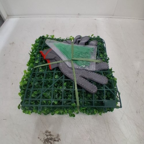 6PK FAUX GREENERY PANEL WITH GARDEN GLOVES - 10" X 10" - GREEN image 2