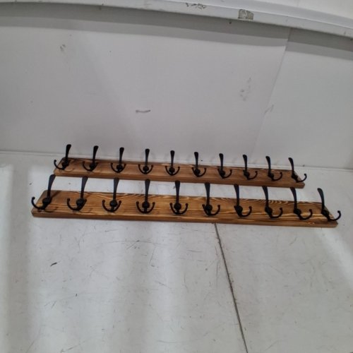 2PK WALL MOUNTED COAT RACK - 10 HOOK 39" - WOOD/BLACK image 2