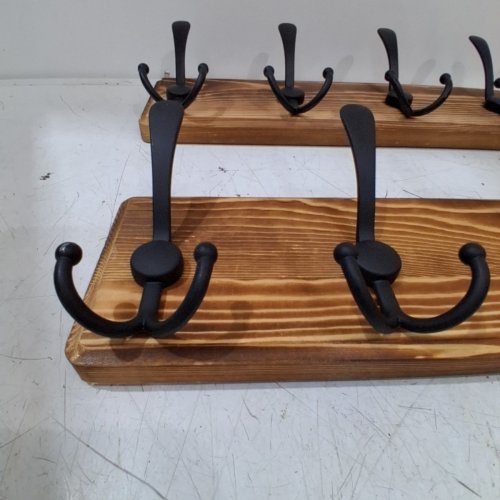 2PK WALL MOUNTED COAT RACK - 10 HOOK 39" - WOOD/BLACK image 3