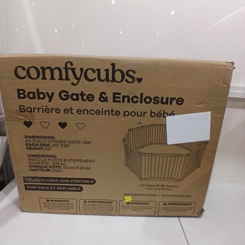 COMFYCUBS FOLDABLE EXTENDABLE BABY GATE WITH CHILD PROOF LOCK - 25" X 30" - 228" - NATURAL image 5