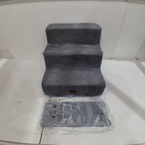EHEYCIGA SMALL 3-STEP FOAM DOG STAIRS - 1FT X 17" - GREY image 2