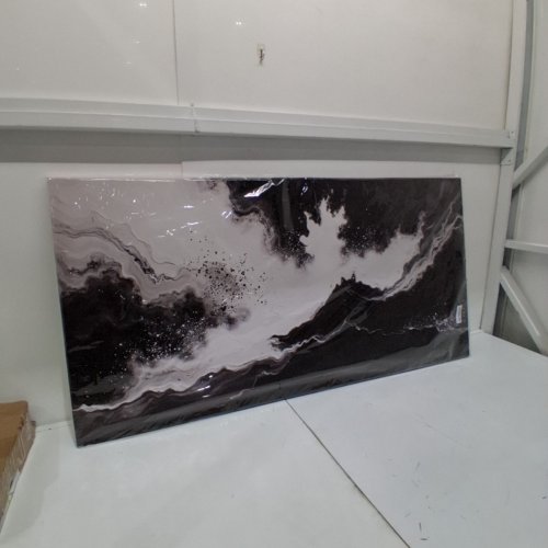 MODERN ABSTRACT FLUID INKCANVAS WALL ART - 47" X 24" - BLACK AND WHITE image 5
