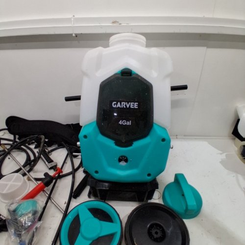 GARVEE ELECTRIC BACKPACK SPRAYER WITH WHEELED CART 12V, 8AH - 4 GAL - WHITE + GREEN (MODEL: KF-16C-65) image 2