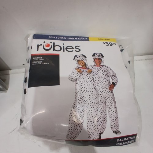 UNISEX ADULT HOODED DALMATIAN JUMPSUIT - MEN'S LARGE / WOMEN'S EXTRA LARGE - WHITE / BLACK (STYLE: 702800) image 2