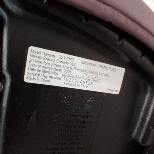 GRACO TRANZITIONS 3-IN-1 LIGHTWEIGHT ADJUSTABLE HEIGHT HARNESS BOOSTER CAR SEAT WITH CUP HOLDERS - 100LB MAX WEIGHT - ELOISE PURPLE (MODEL: 2217080) image 2