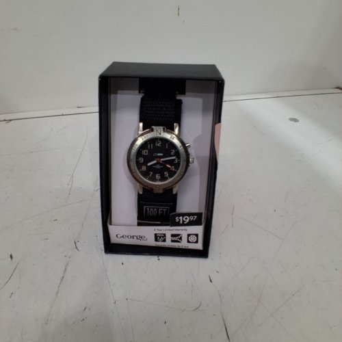 GEORGE ANALOG WATCH - 100FT WATER RESISTANT - BLACK / SILVER image 3