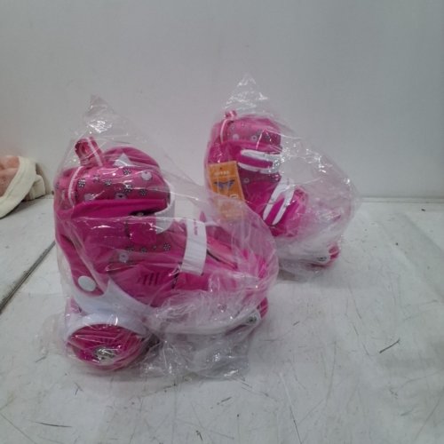 GIRLS ADJUSTABLE ROLLER SKATES WITH LIGHT UP WHEELS - SIZE 31-34 - PINK image 5