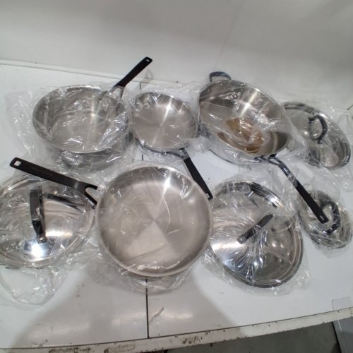 8PC KITCHENAID STAINLESS STEEL COOKWARE SET PORTS PANS AND LIDS (MODEL: 71017) image 3