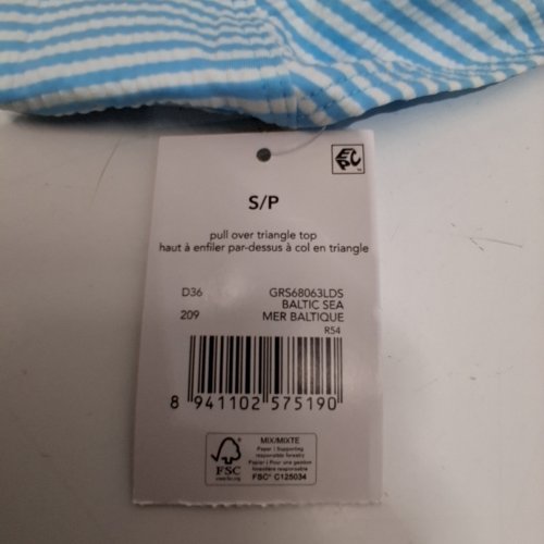 WOMEN'S GEORGE STRIPED TRIANGLE BIKINI TOP - SMALL - BLUE/WHITE (STYLE: GRS68063LDS) image 2