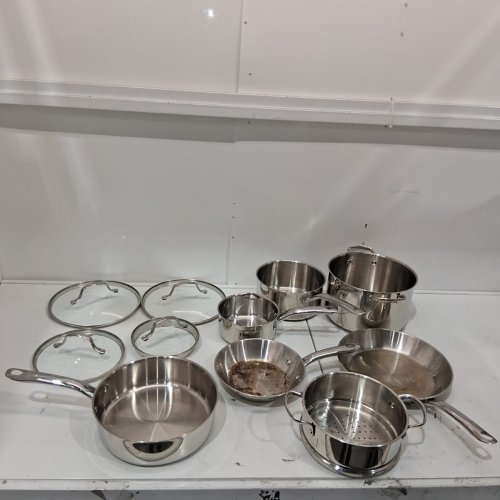 10PC KIRKLAND SIGNATURE 5-PLY CLAD STAINLESS STEEL COOKWARE - STAINLESS STEEL - (MODEL: 1119338) image 2