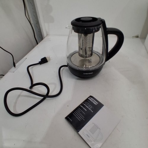 CHEFMAN ELECTRIC RAPID-BOIL KETTLE WITH LED LIGHTS - 1.0L - SILVER/BLACK - (MODEL: RJ11-10-WMC) image 3