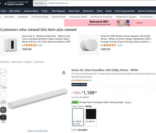 SONOS ARC ULTRA PREMIUM SMART SOUNDBAR WITH DOLBY ATMOS - BLUETOOTH - APPLE AIRPLAY 2 - WIFI - WHITE (MODEL: ARCG2US1) image 2