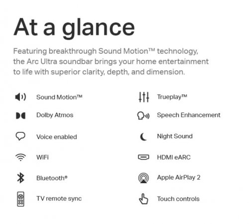 SONOS ARC ULTRA PREMIUM SMART SOUNDBAR WITH DOLBY ATMOS - BLUETOOTH - APPLE AIRPLAY 2 - WIFI - WHITE (MODEL: ARCG2US1) image 3