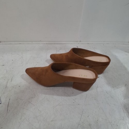 WOMEN'S ALLEGRA K SLIDE ON POINTED TOE MULE HEELS - US 8.5 - BROWN (STYLE: RF96500) image 3