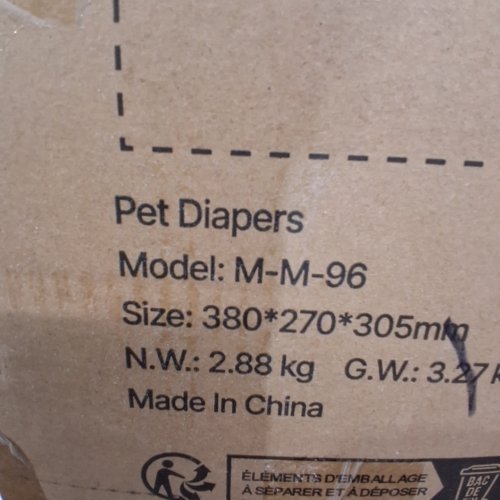 96PK PET DIAPERS - MEDIUM - WHITE (MODEL: M-M-96) image 2