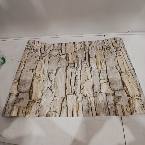 STONE-PATTERN SELF-ADHESIVE WALLPAPER - 21" ROLL - BEIGE / BROWN image 2