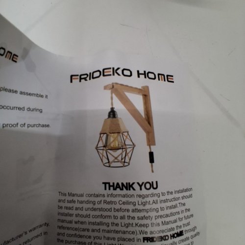 FRIDEKO HOME PLUG-IN FARMHOUSE BOHO WALL SCONCE LAMP WITH BRACKET AND CAGE SHADE - 8.2FT - JUTE image 4