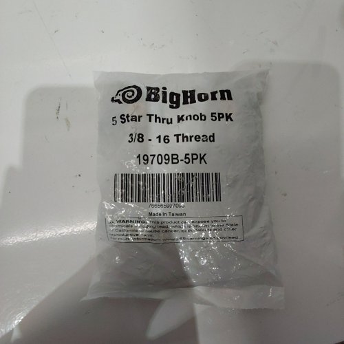 5PK BIG HORN 5 STAR THRU KNOBS - 3/8" - 16 THREAD - BLACK (ITEM: 19709B-5PK) image 2