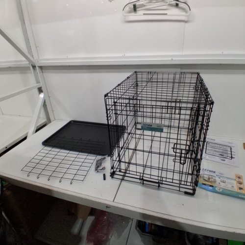 MIDWEST HOMES FOR PETS ICRATE METAL DOUBLE DOOR PET CRATE WITH DIVIDER PANEL AND FLOOR PAN - 24" L X 18" W - 19" H - BLACK (MODEL: 1524DD) image 2