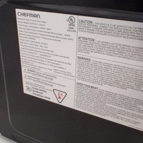 CHEFMAN COUNTERTOP MICROWAVE OVEN - 31 L (1.1 CU. FT) - SILVER / BLACK (MODEL: RJ55-11-V2-CA) image 9