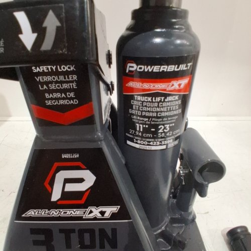 POWERBUILT ALL-IN-ONE BOTTLE JACK AND JACK STAND - 3 TON, 11"–23" LIFT RANGE FOR TRUCKS, SUV'S, RV'S, TRAILERS - GREY (MODEL: 640912) image 2