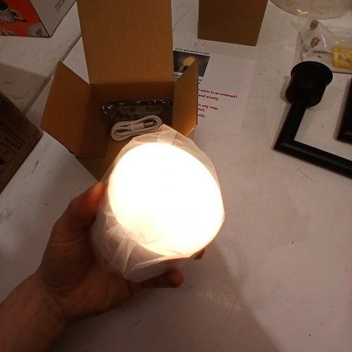 2PK RECHARGEABLE WALL SCONCES WITH LINEN SHADES - BLACK / WHITE image 2