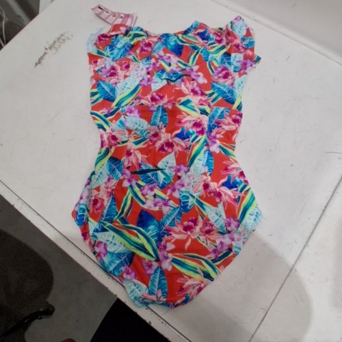 womens BIMEI FRONT ZIPPER RASH GUARD SHORT SLEEVE ONE PIECE SWIMSUIT -MEDIUM - MULTICOLOR image 3