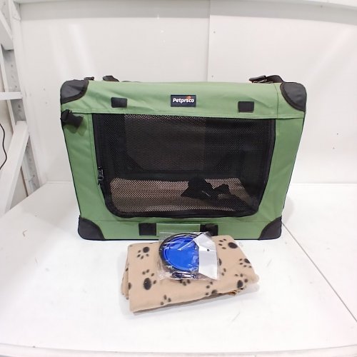 PETPRSCO 2-CAT LARGE CAT CARRIER WITH WASHABLE TRAVELING BLANKET AND BOWL - SMALL - GREEN - (MODEL: PETPRSCO03-GN) image 2