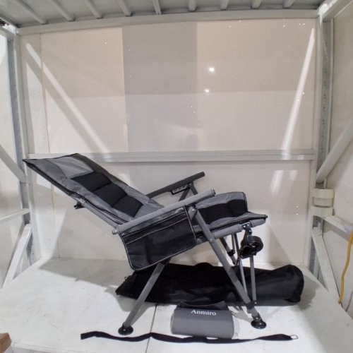 ANMIRO ADJUSTABLE FOLDING CHAIR WITH ADJUSTABLE BACK - 400 LBS CAPACITY - 40" X 28.5" X 21" - GRAY / BLACK (MODEL:KC-AF002) image 3