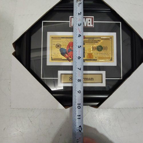 MARVEL FOIL SPIDERMAN FRAMED FOIL GOLD USD $100000 BILL - 12" X 10" - BLACK / GOLD image 6
