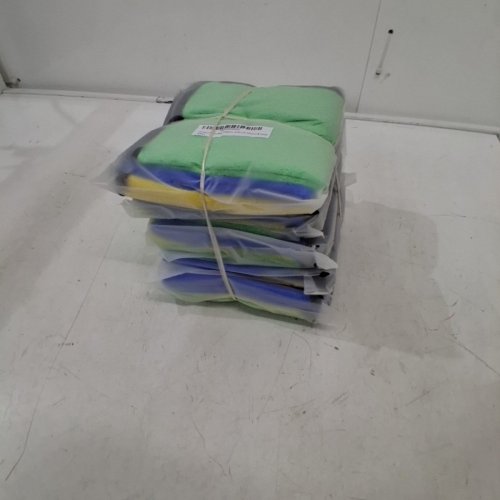 5 (3PK) PREMIUM MICROFIBER CLEANING CLOTH FOR CAR, KITCHEN, GLASS - 12" - GREEN / BLUE / YELLOW image 2