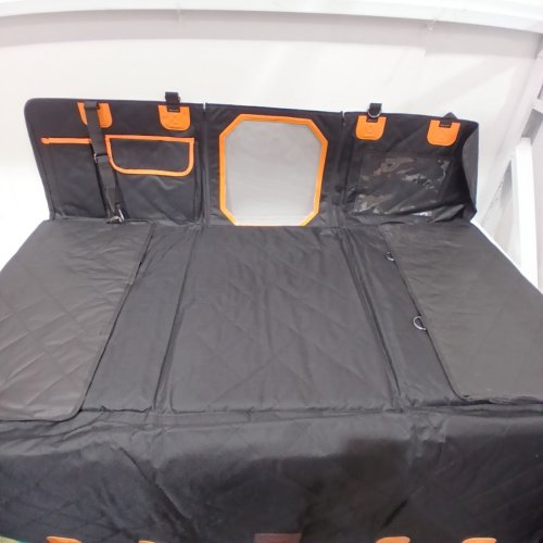 MANIFICIENT CAR BACKSEAT EXTENDER WITH HARD BOTTOM AND CAARY BAG FOR DOGS - LARGE - BLACK /ORANGE image 2