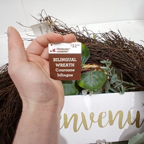 AUTUMN FLORAL BILINGUAL WELCOME/BIENVENUE WREATH - 21" - NEUTRAL GOLD image 5