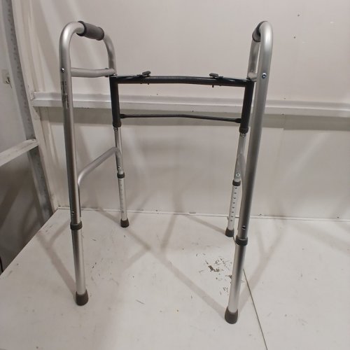 MEDLINE 2-BUTTON CLOSE FOLDABLE WALKER - 500 LBS CAP - SILVER/BLACK - (MODEL: MDS86410XW) image 3