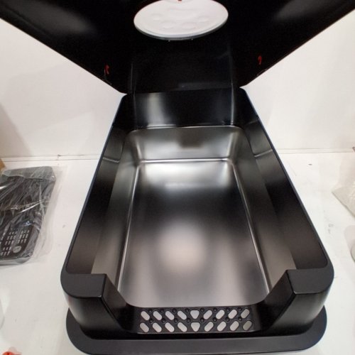 EOSARCU EASY CLEANING CAT LITTER BOX WITH LID - 23" X 15" X 15" - STAINLESS STEEL/BLACK image 3