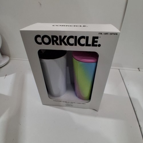 2PK CORKCICLE COLD CUP TUMBLERS - 24OZ - WHITE/RAINBOW (MODEL: 1977476) image 2