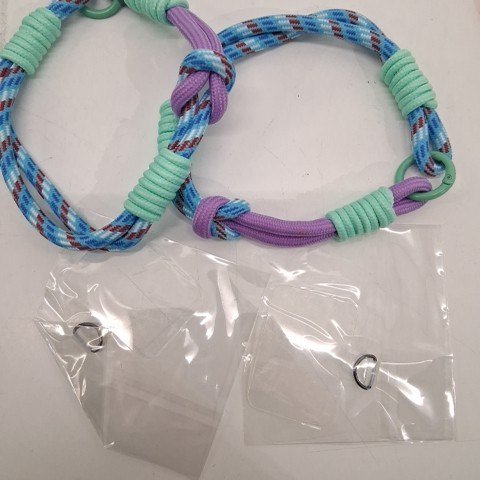 2PK HANDMADE COLORED PARACORD WRIST PHONE STRAP - BLUE/PURPLE/MINT GREEN image 2