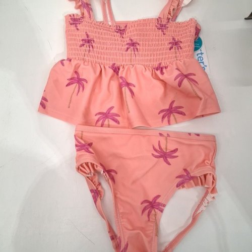 2PC GIRL'S CARTER'S CHILD OF MINE FLORAL SWIMSUIT SET - 4T - CORAL/PURPLE image 4