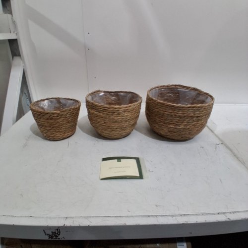 3PC LA JOLIE MUSE SEAGRASS BASKET PLANTERS FOR INDOOR PLANTS - BROWN image 2
