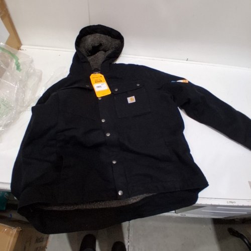 MEN'S CARHARTT RELAXED FIT WASHED DUCK SHERPA-LINED UTILITY JACKET - LARGE - BLACK (STYLE: OJ3826-M) image 2