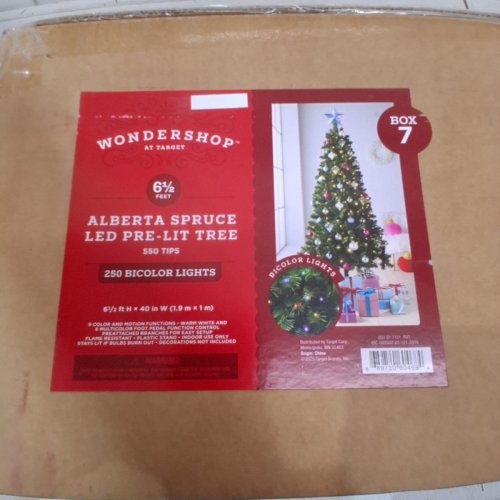 WONDERSHOP PRE-LIT LED ALBERTA SPRUCE ARTIFICIAL CHRISTMAS TREE WITH COLOUR CHANGING LIGHTS - 6.5FT - GREEN (MODEL: 051-01-7131-R01) image 7