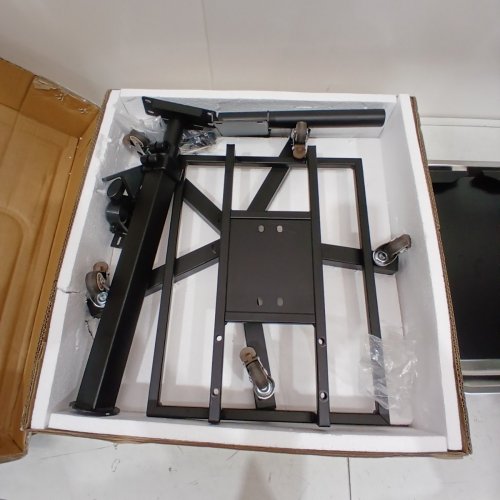 POARMEEY MOBILE TATTOO TRAY CART WITH WHEELS, HEIGHT ADJUSTABLE STAND, REMOVABLE STEEL TRAY - 25" - 37" X 21" - BLACK / CHROME image 3