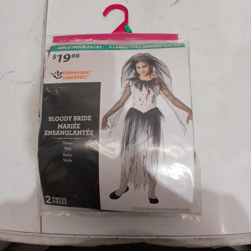 GIRLS WAY TO CELEBRATE BLOODY BRIDE COSTUME (DRESS ONLY) - EXTRA LARGE (14-16) - WHITE/BLACK/RED image 2