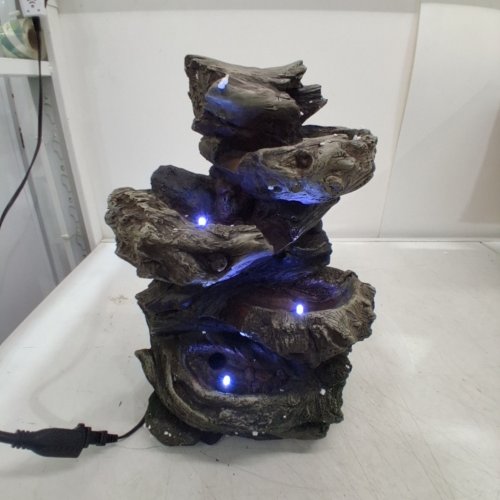 HI-LINE CASCADING LOG WATERFALL FOUNTAIN WITH LED & PUMP - BROWN/GREY (ITEM: 79195) image 2